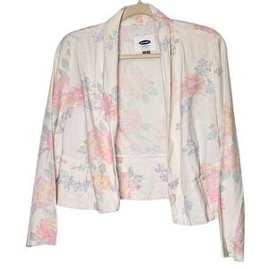 Old Navy Floral Print Open‎ Front Blazer Pastel Spring Jacket Size Small Cottage